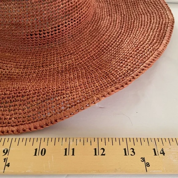 Helen Kamiinski Fine Quality Rafia Wide Brim Hat Dusty Rose/Coral NWT New! - Picture 3 of 7